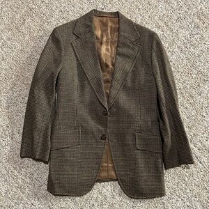Vintage Women’s Brown Checkered Pattern Blazer Sports Coat